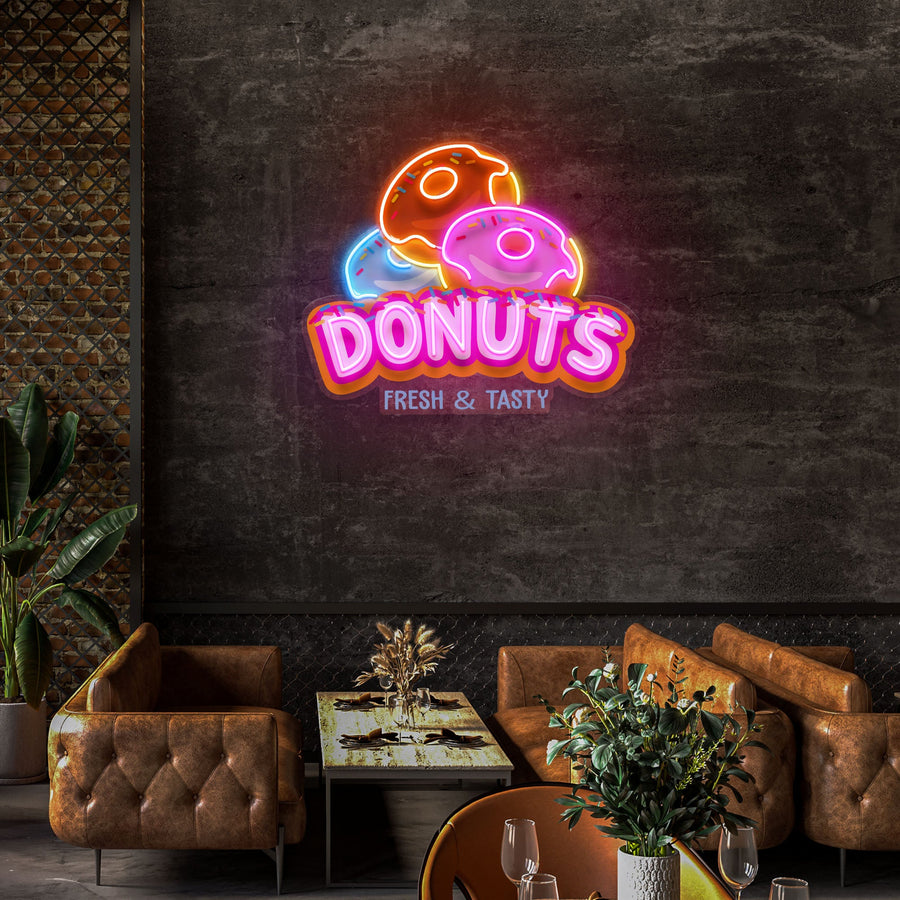 Baby Food Restaurant - Donut Neon işareti ile özel restoran
